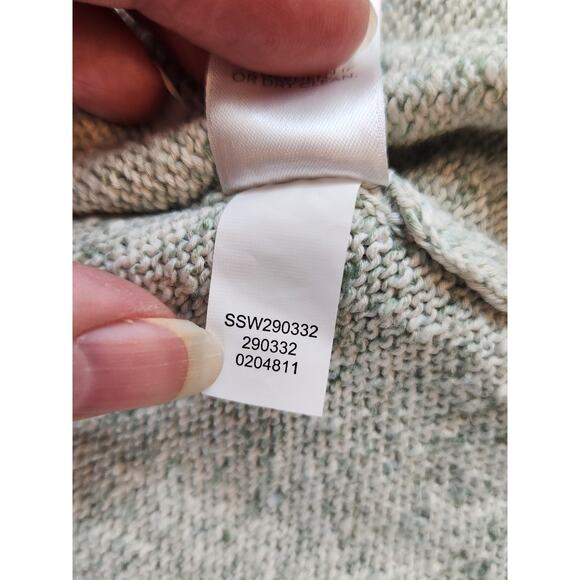 Pure J JIll cotton cardigan green cream knit open front sz small petite - Picture 14 of 14